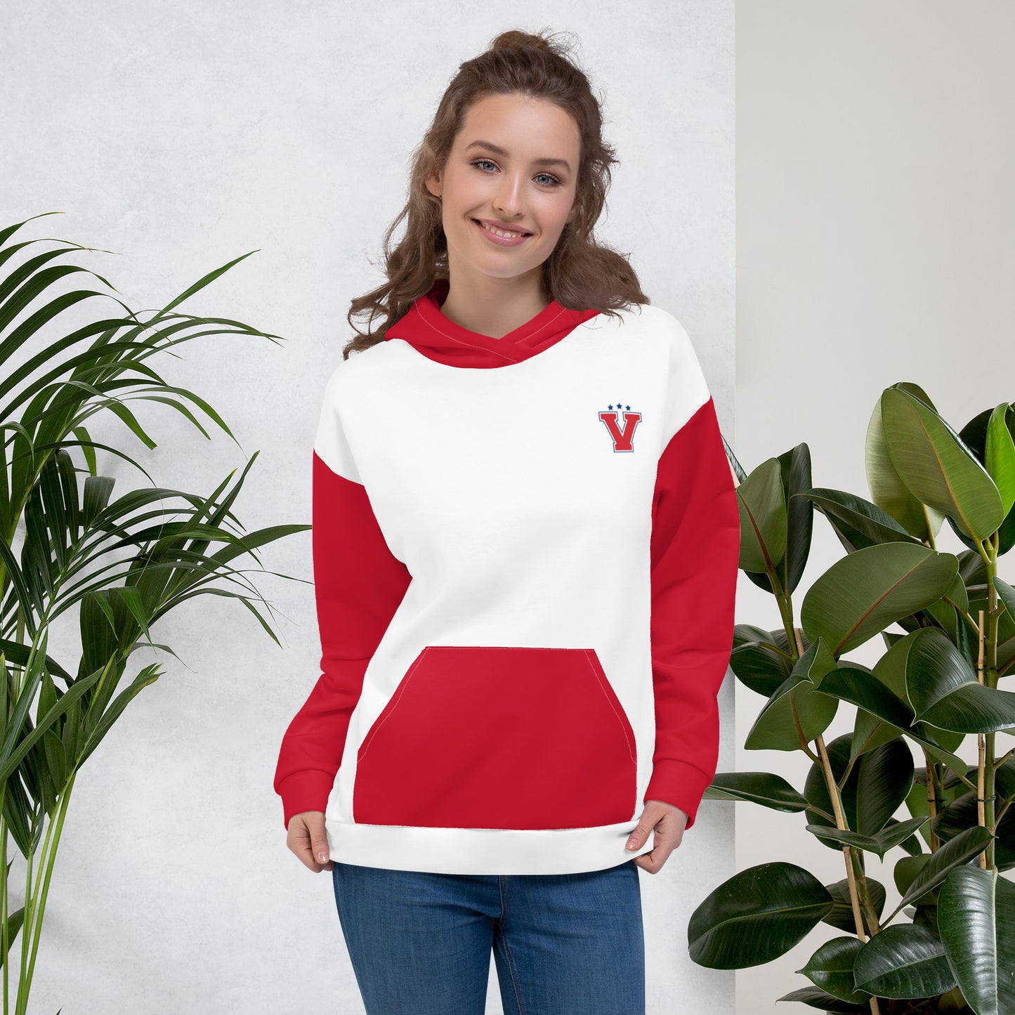 Red and White Unisex Hoodie