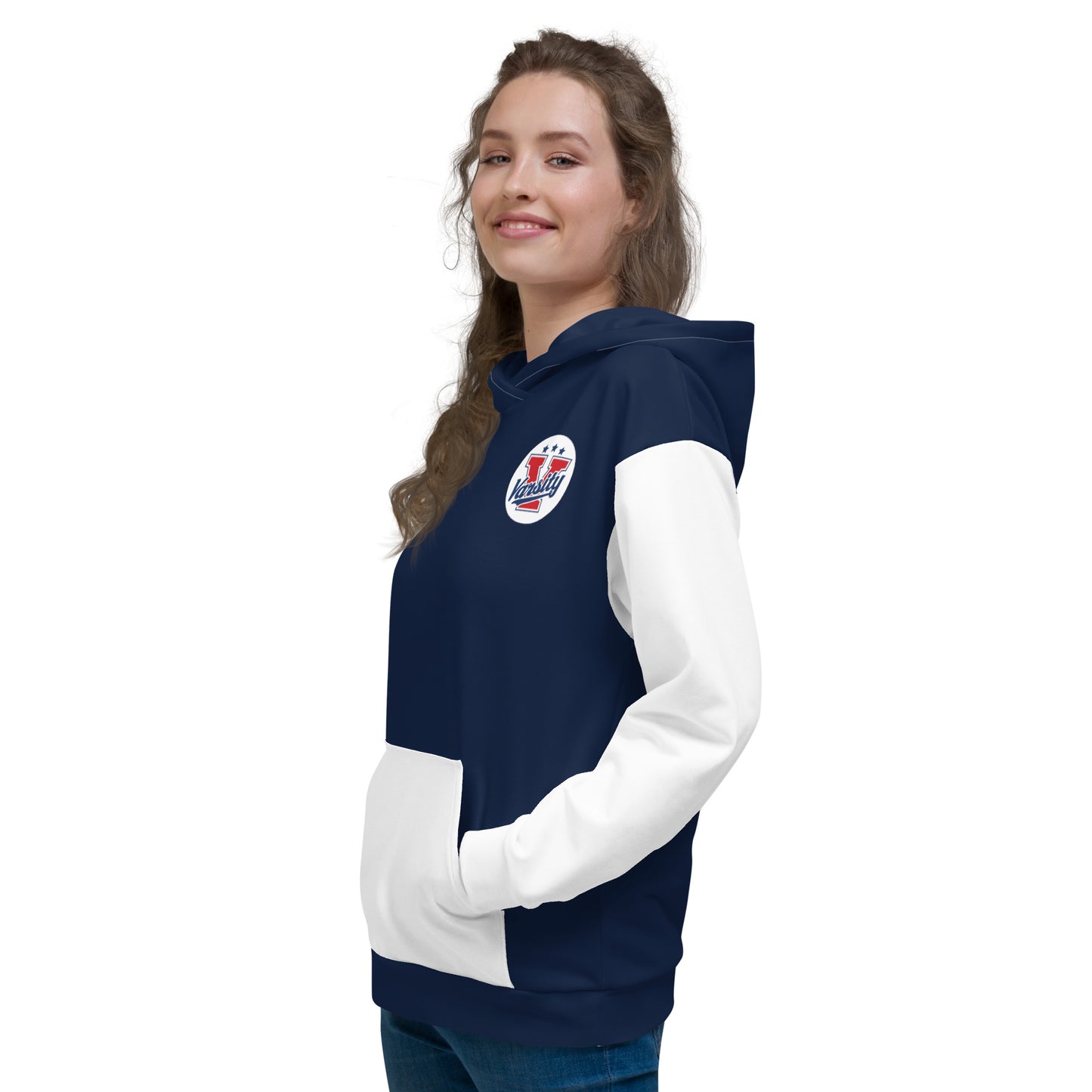 Navy and White Unisex Hoodie