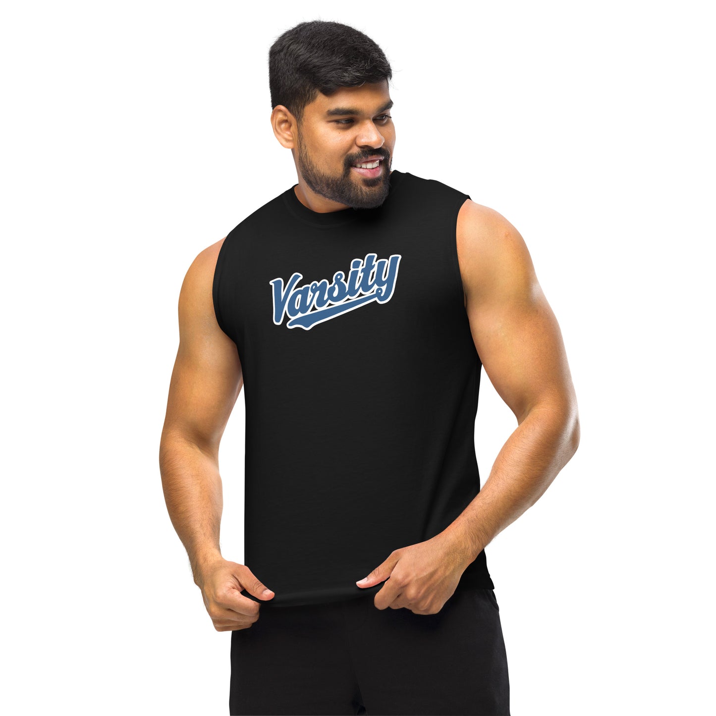 Unisex Muscle Shirt Varsity Script Two Tone