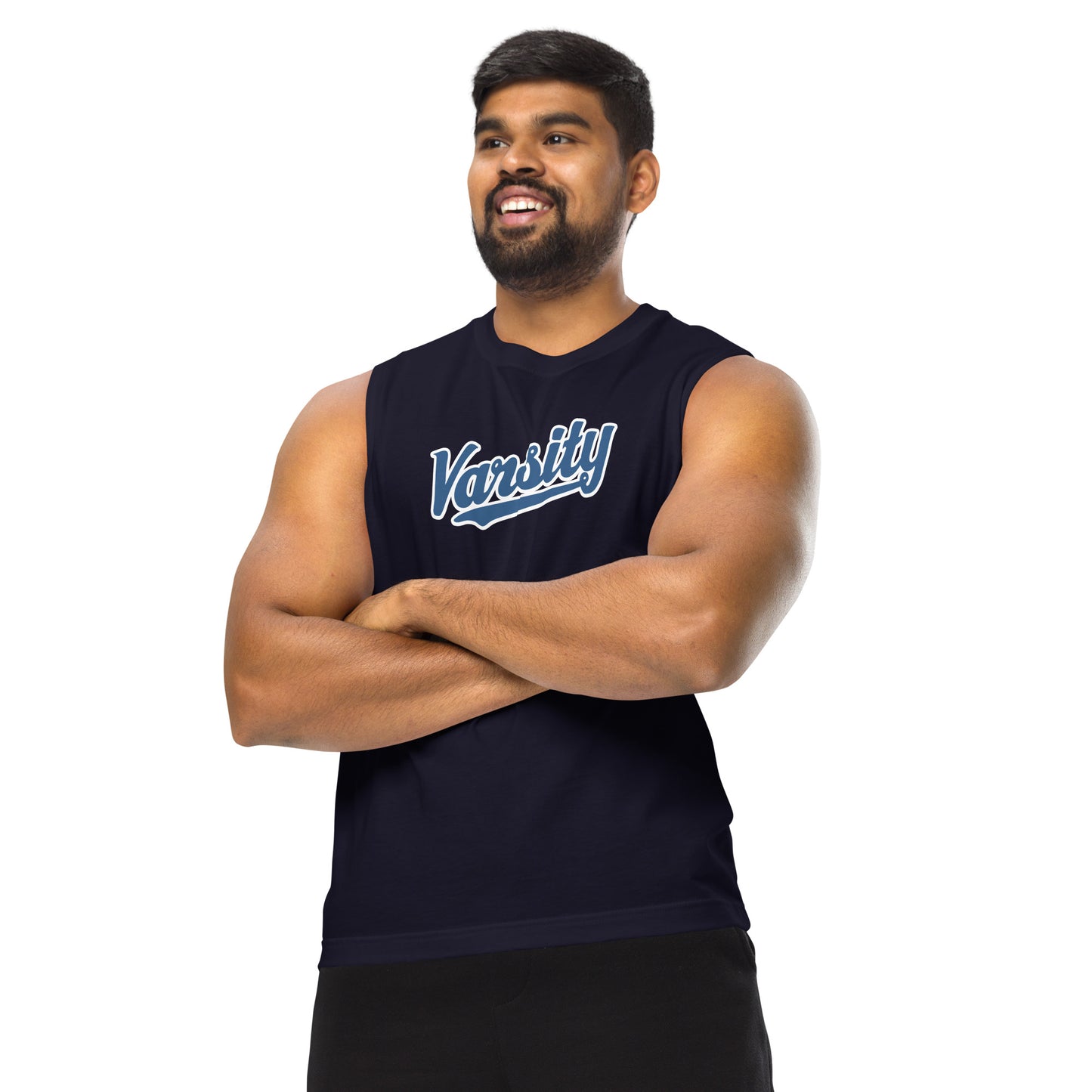 Unisex Muscle Shirt Varsity Script Two Tone