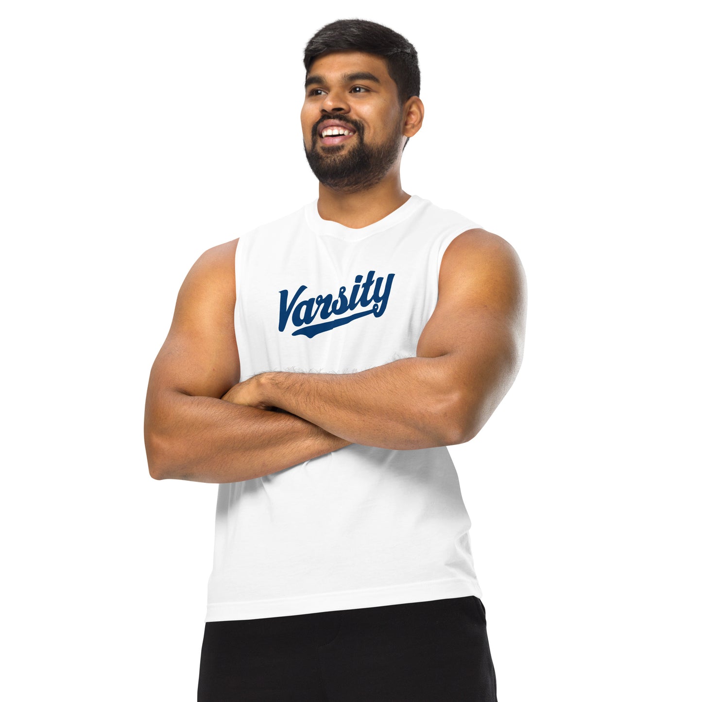 Unisex Muscle Shirt Varsity Script Two Tone