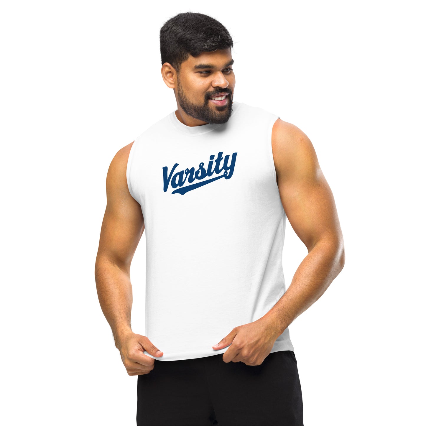 Unisex Muscle Shirt Varsity Script Two Tone