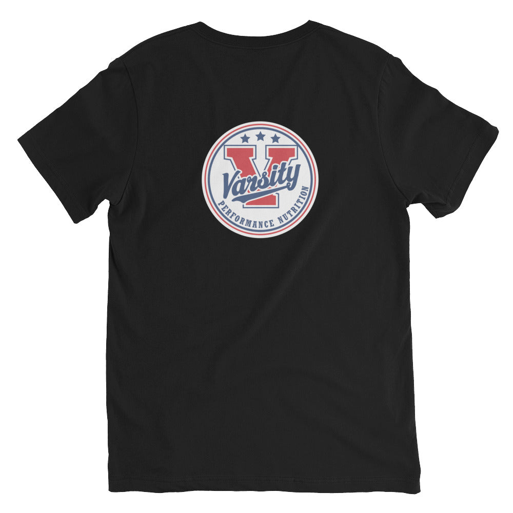 Unisex Script and Logo Short Sleeve V-Neck T-Shirt