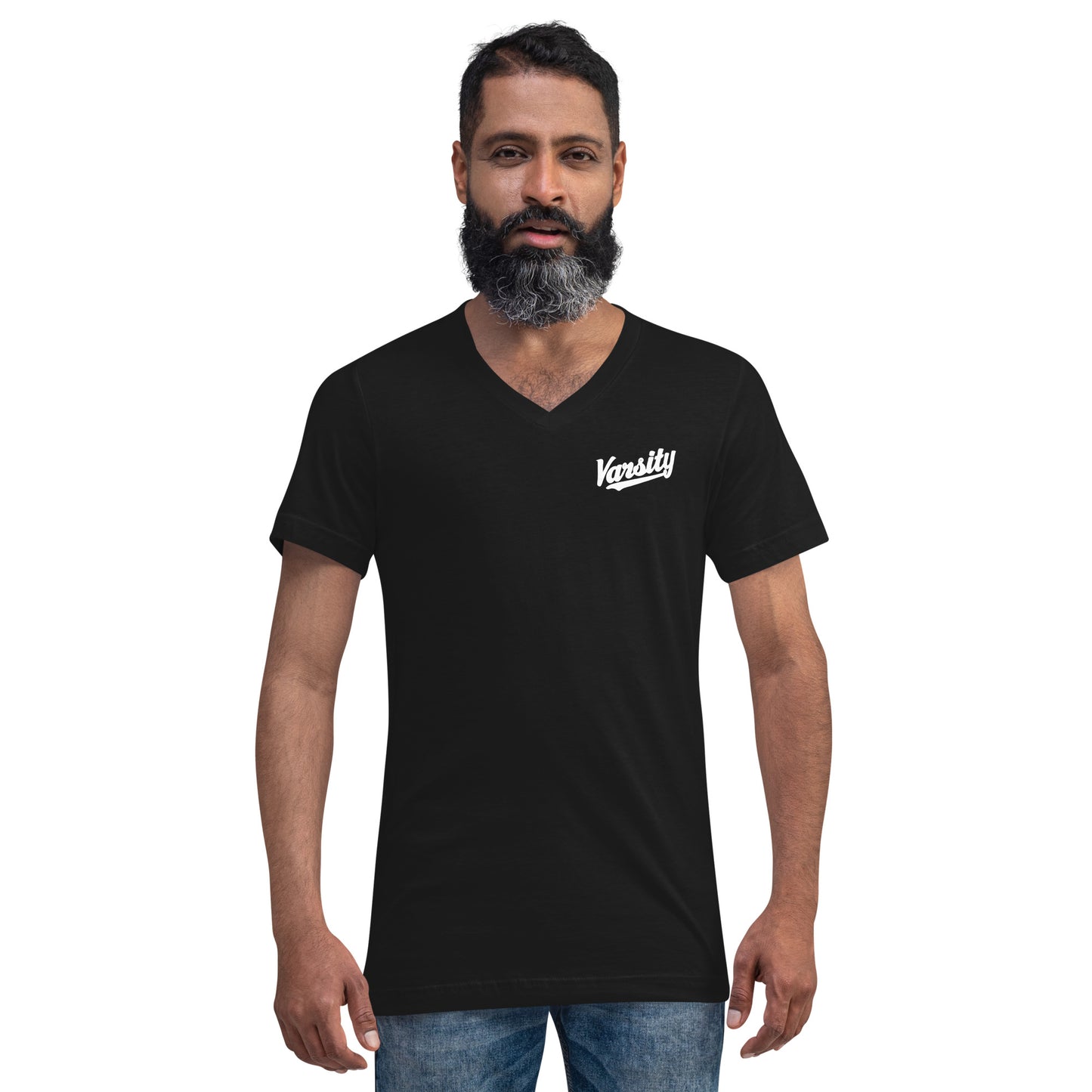 Unisex Varsity Script Short Sleeve V-Neck T-Shirt