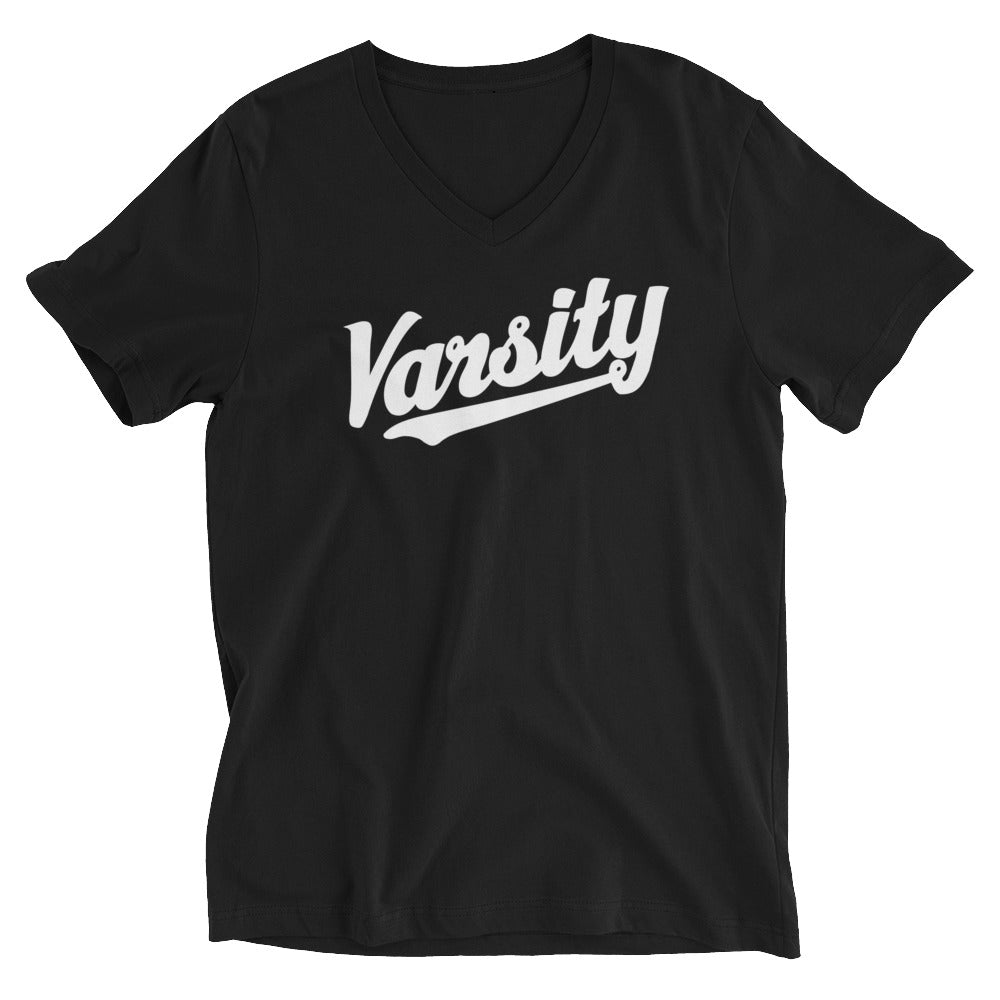 Unisex Script and Logo Short Sleeve V-Neck T-Shirt