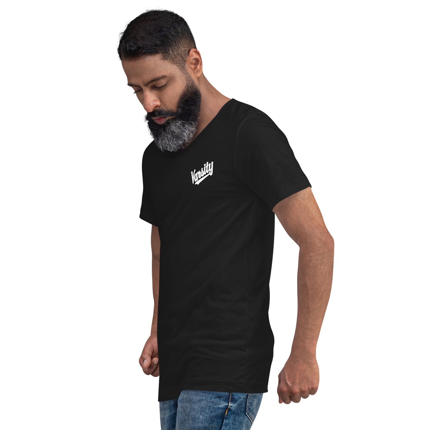 Unisex Varsity Script Short Sleeve V-Neck T-Shirt